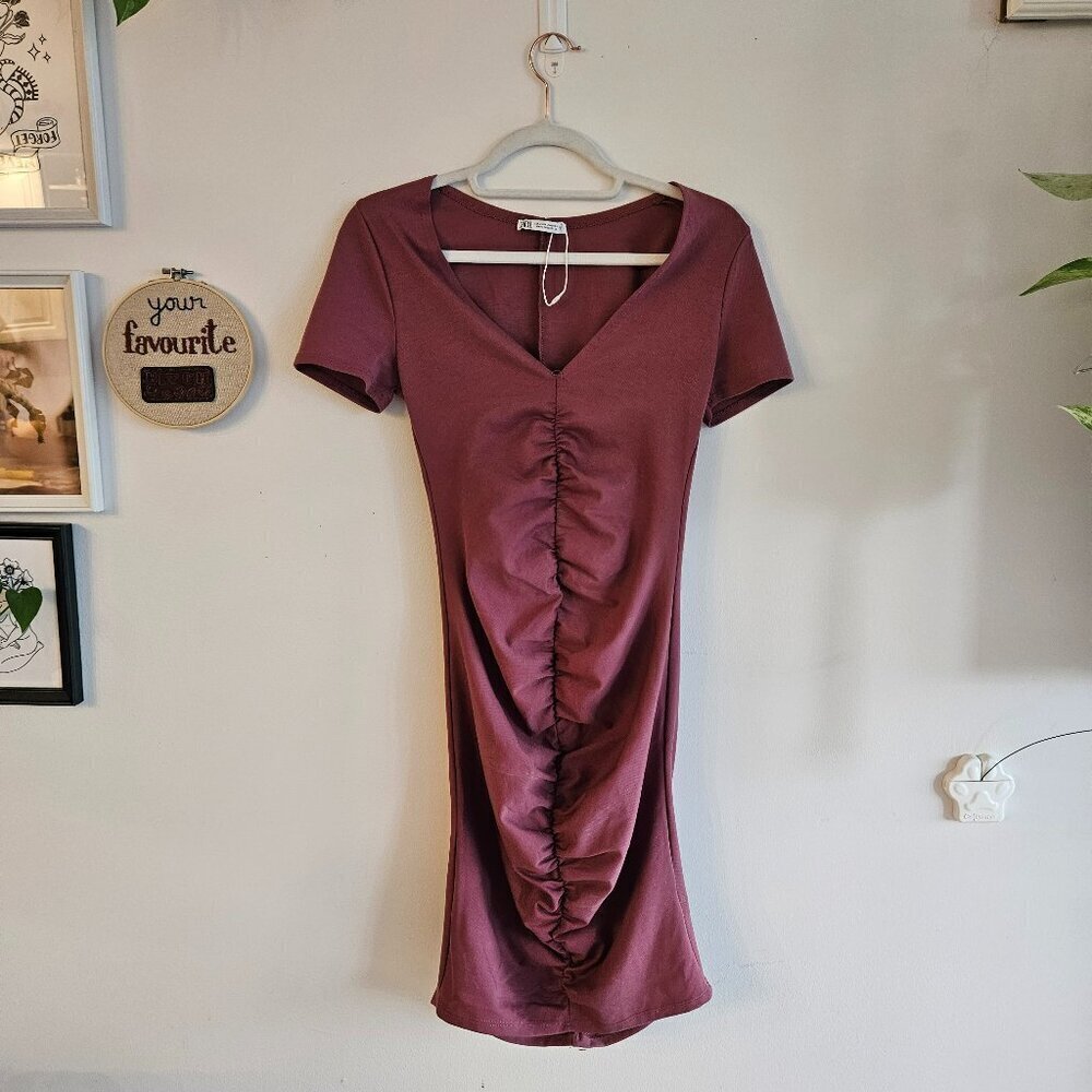 Zara Ruched Dusty Pink Dress